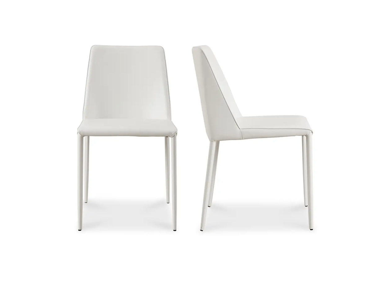 Nora White Vegan Leather Dining Chair (Set of 2) – The Furniture