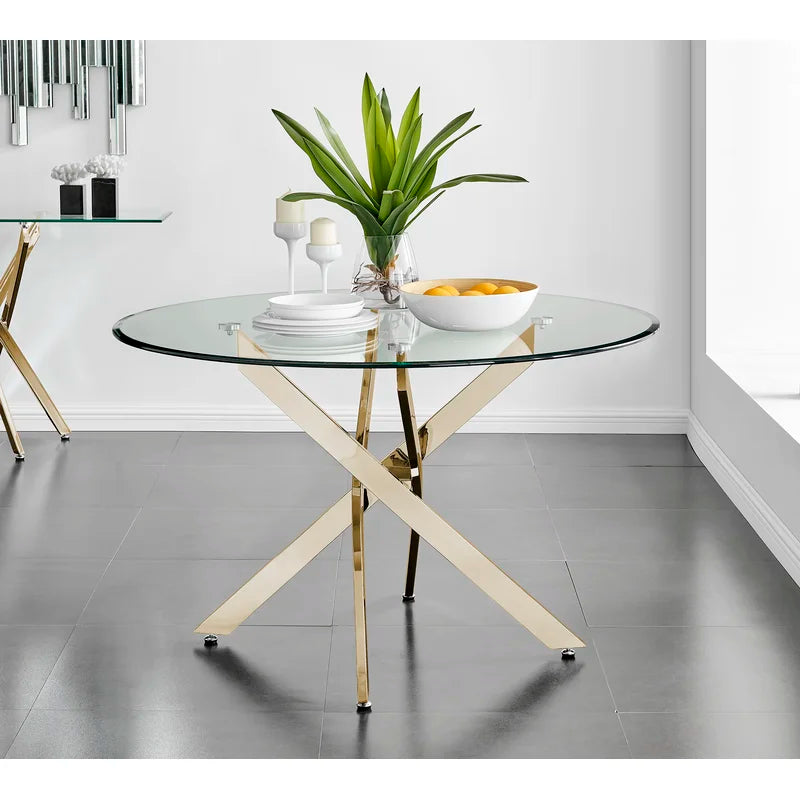 Glass table gold legs discount
