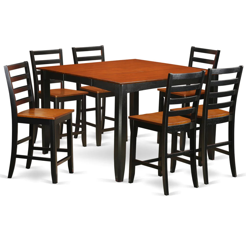 7 Piece Counter Height Dining Set - Black & Cherry – The Furniture Shop