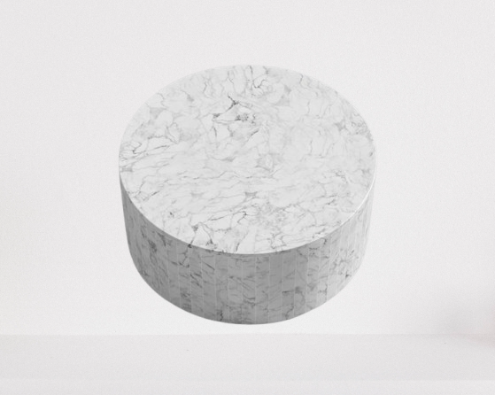 Round Mova Coffee Table 31.5" White Carrara Marble