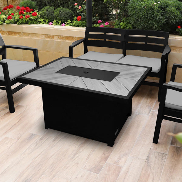 Sunbeam Rectangular Ceramic Top Aluminum Propane/Natural Gas Fire table