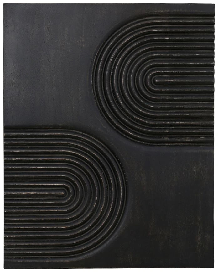 Passages Washed Black Carved Wood Wall Art