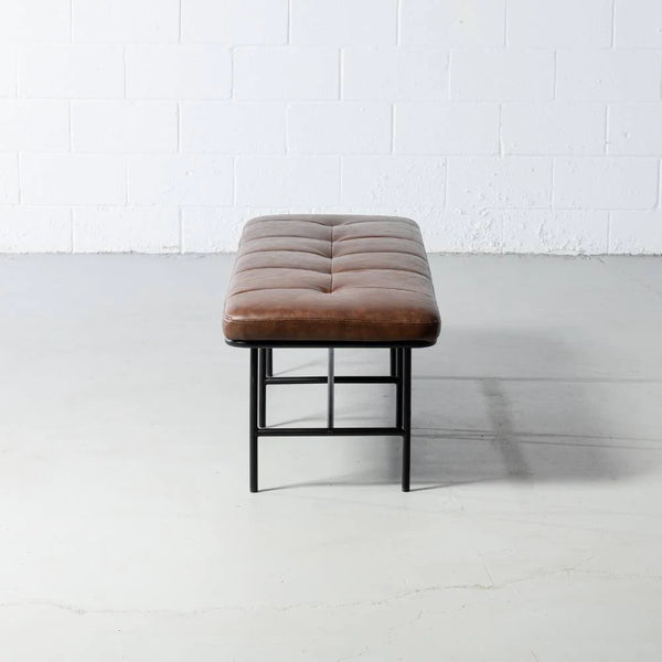 Milan Leather Bench Brown