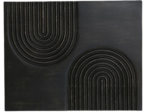 Passages Washed Black Carved Wood Wall Art