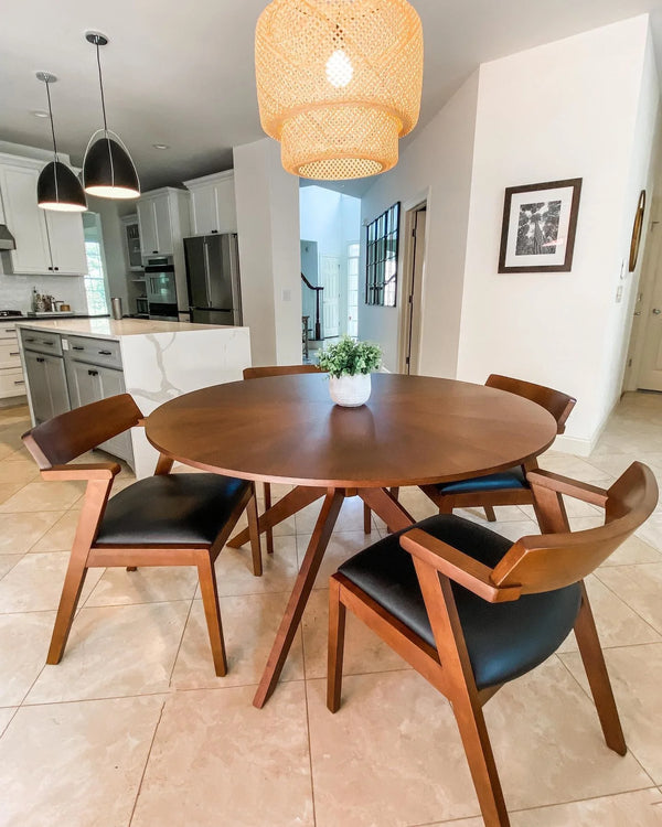 Solo Black Leather & Walnut Dining Chair