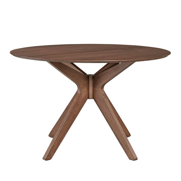 Round Walnut Dining Table with Pedestal Base