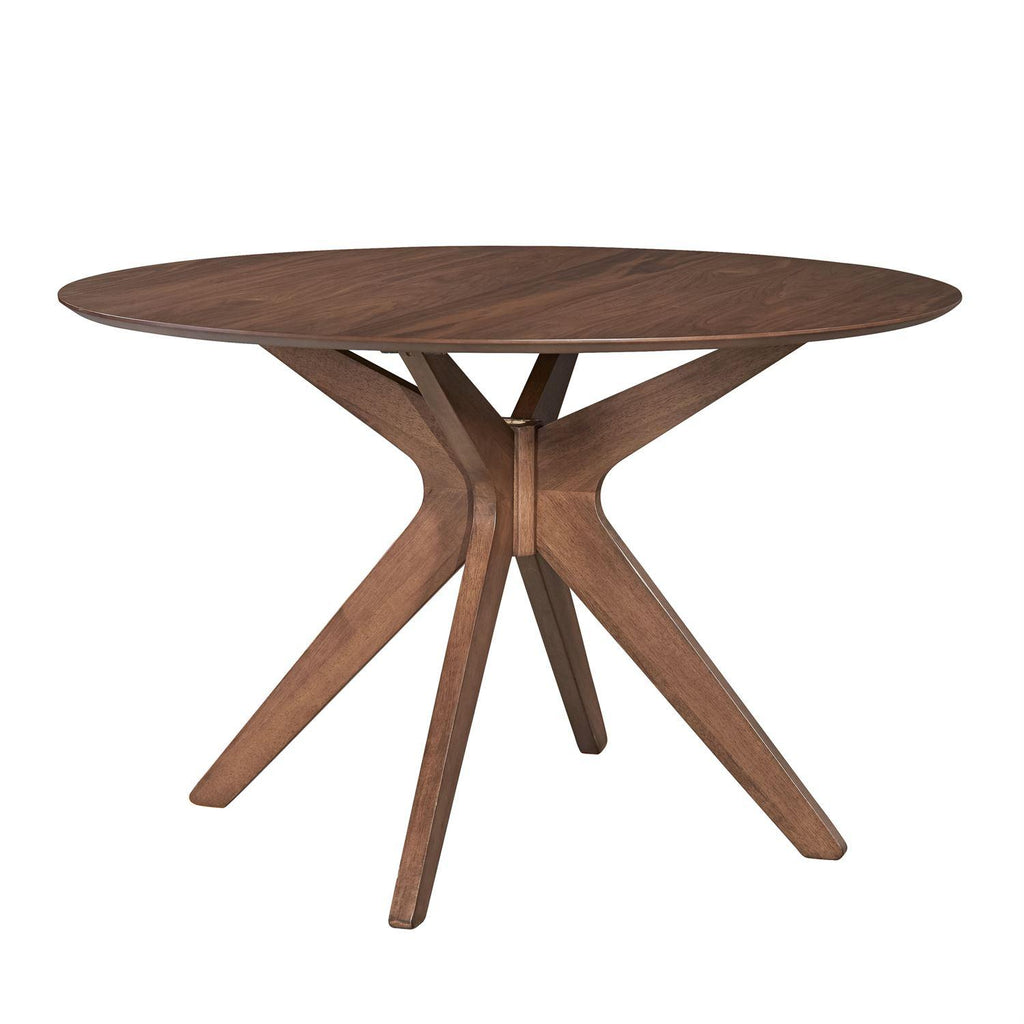 Round Walnut Dining Table with Pedestal Base