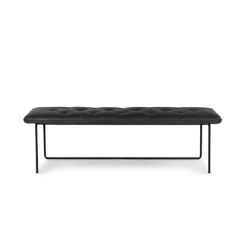 61” Black Leather Bench