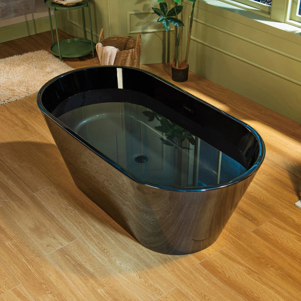 Woodbridge 59'' x 29.5'' Freestanding Soaking Acrylic Bathtub Glossy Black B8814-MB