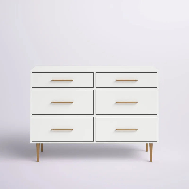 Nayeli 6 Drawer Dresser White/Gold