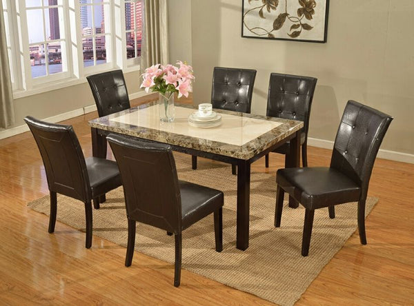 Bales Marble Top Dining Table Two Tone Espresso