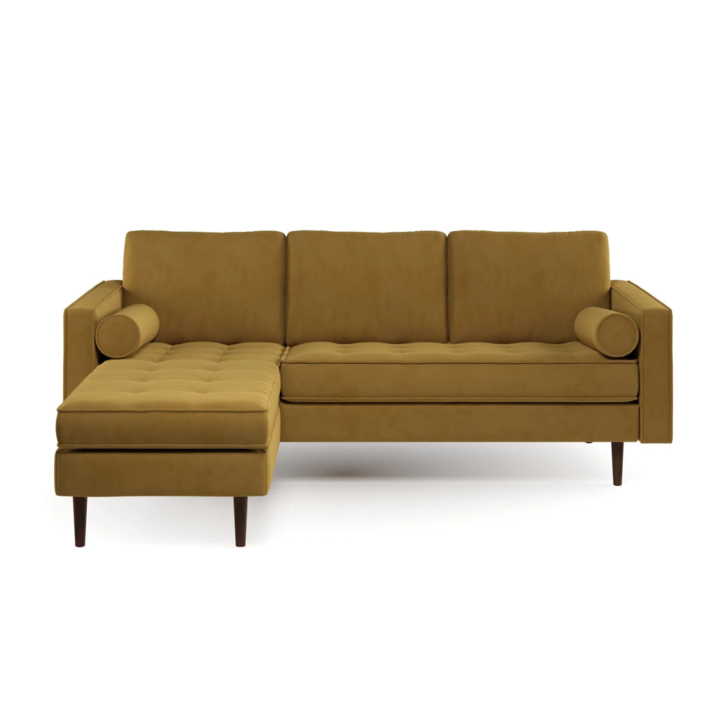 Geo 2 - Piece Gold Velvet Reversible Sectional