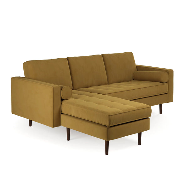 Geo 2 - Piece Gold Velvet Reversible Sectional