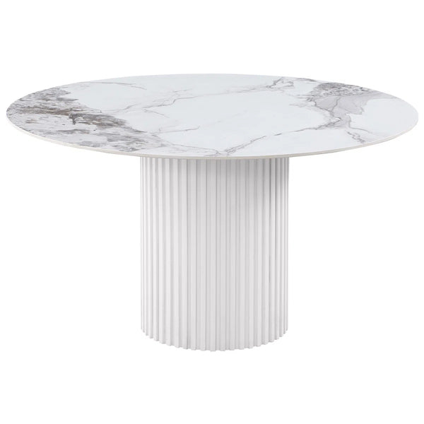 Acadia Round 53-Inch Sintered Stone Top Dining Table White