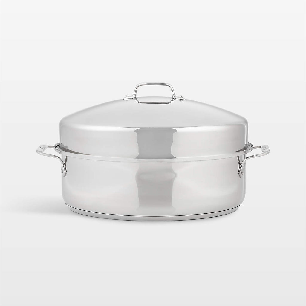 All-Clad ® 15" Stainless Steel Oval Roasting Pan with Rack and Lid
