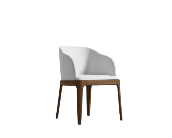 Albrey Armchair - Monaco White & Walnut