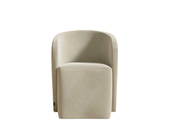 Aulus Curved Dining Chair – Oat Plush Velvet
