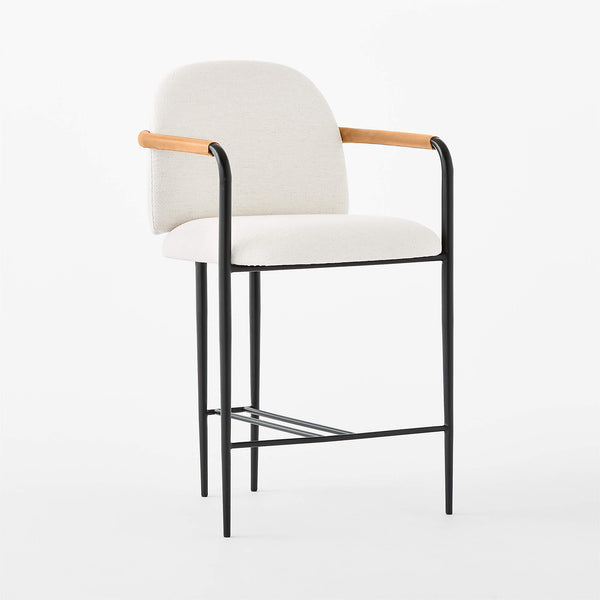 Avont Upholstered White Performance Fabric Metal Counter Stool (Set of 2)