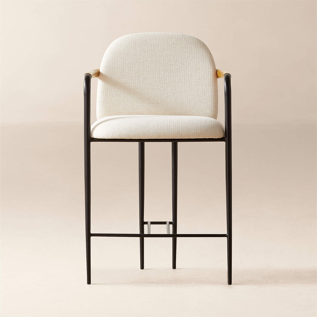 Avont Upholstered White Performance Fabric Metal Counter Stool (Set of 2)