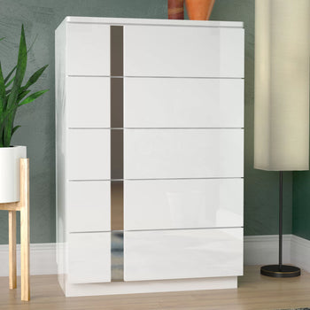 Ultra-Modern Highboy Dresser - White