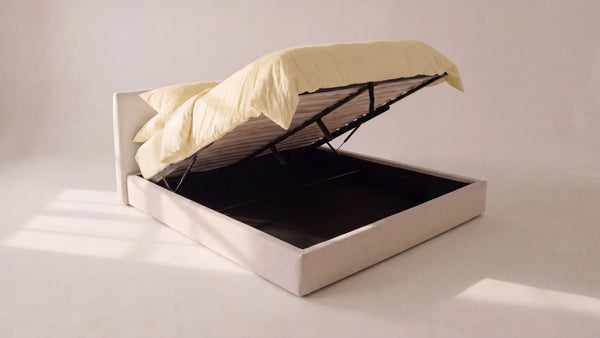 Latte King Bed High Headboard with Storage