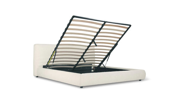 Cream Boucle Bed Queen with Storage
