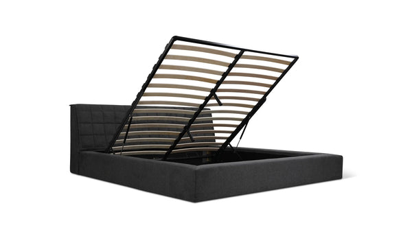 Quilt King Bed With Storage - Space Grey