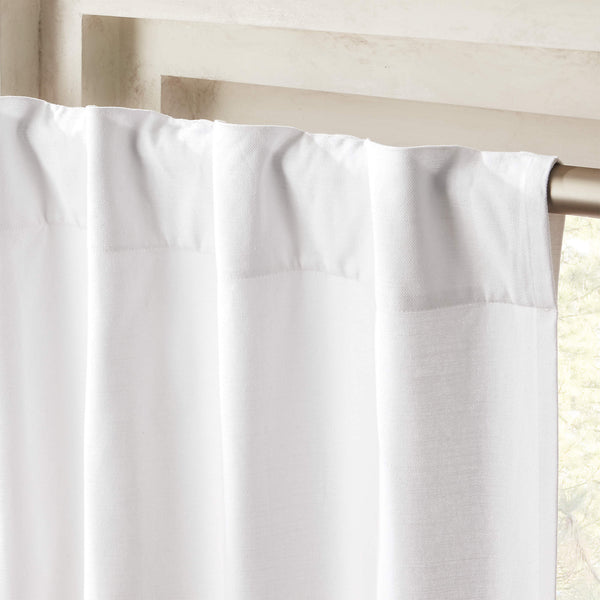 Basketweave White Cotton Window Curtain Panel 48