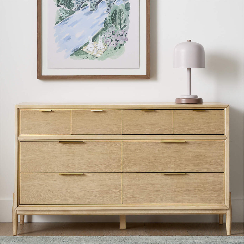 Bodie 54" Natural Oak Wood Wide 8-Drawer Dresser