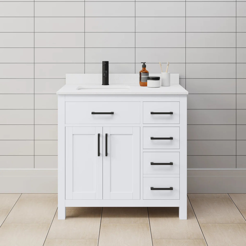 Beckett 36" Freestanding Single Bathroom Vanity with Cultured Marble Top