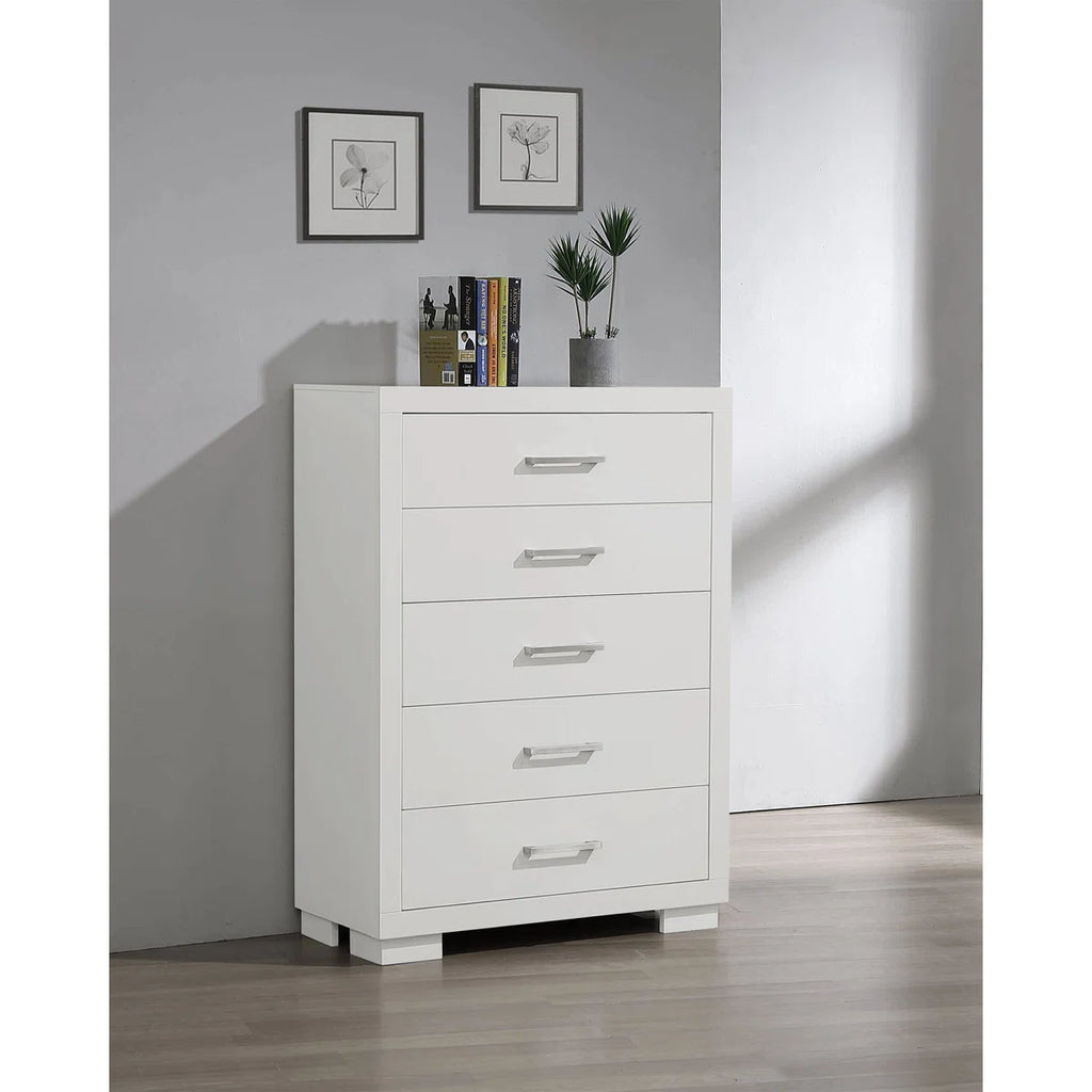 Bernida 5-Drawer Chest Dresser Snow White
