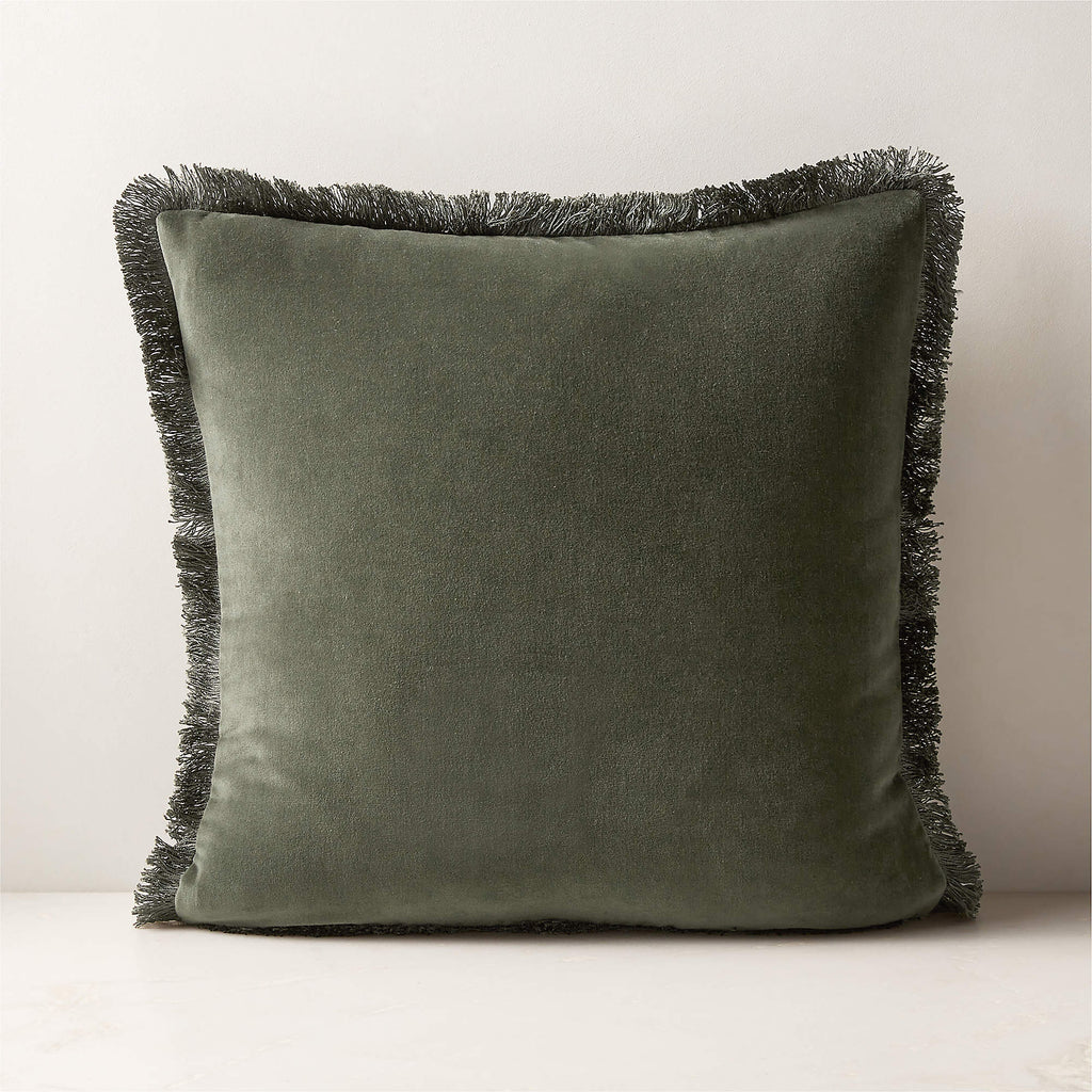 Bettie Forest Green Velvet Throw Pillow Cover 20"x20"
