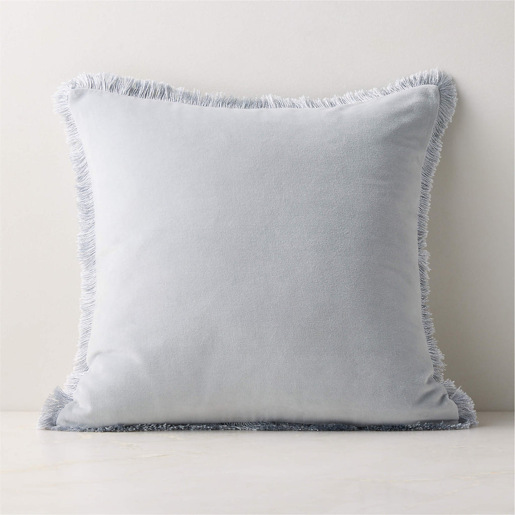 Bettie Light Blue Velvet Pillow with Down-Alternative Insert 20"x20"