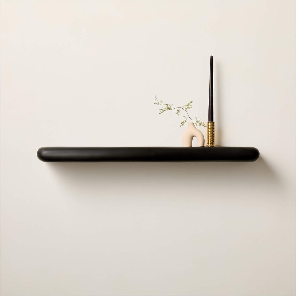 Bodene Black Resin Wall Shelf 36"