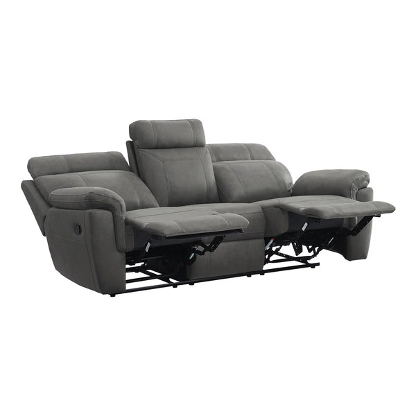 Clifton Gray Double Reclining Sofa With Drop Down Cup Holders