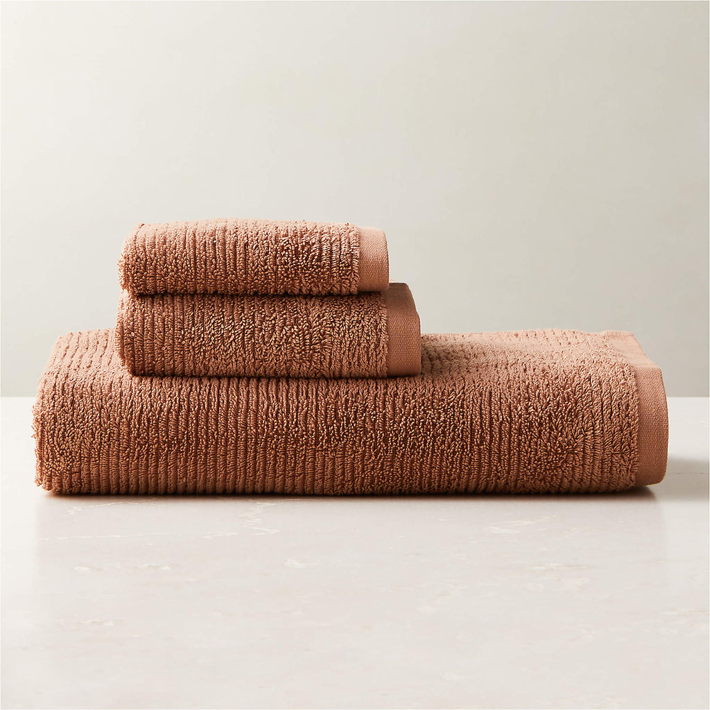 Brooks Ribbed Organic Cotton Dusty Rose Bath Towel