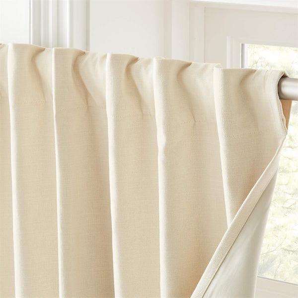 Basketweave Natural Tan Cotton Blackout Window Curtain Panel 48