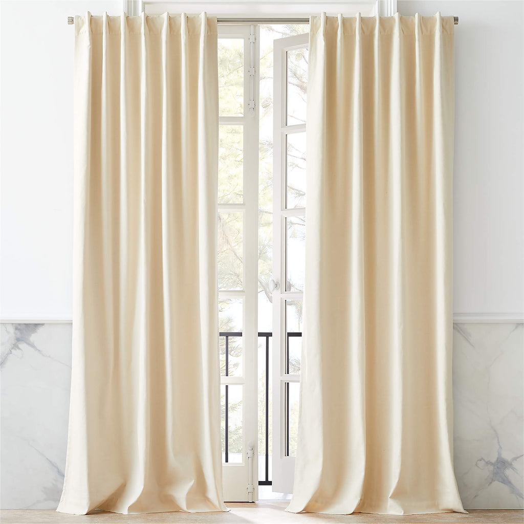 Basketweave Natural Tan Cotton Blackout Window Curtain Panel 48"X96"