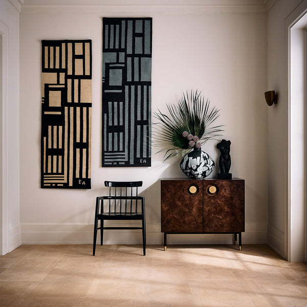 Carbon Brown Burl Wood Entryway Cabinet