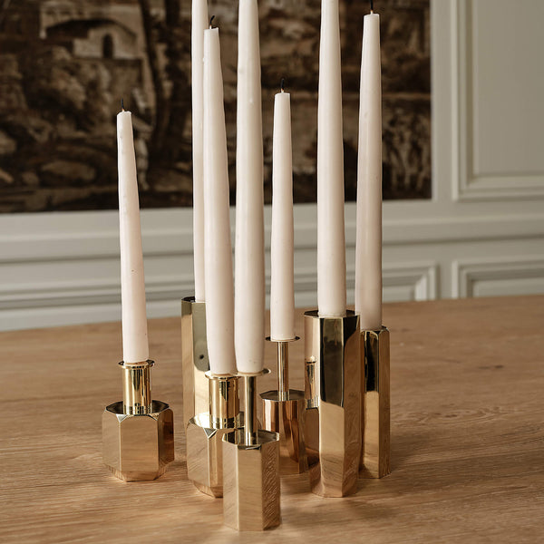 Celestine Brass Taper Candle Holders Set of 4