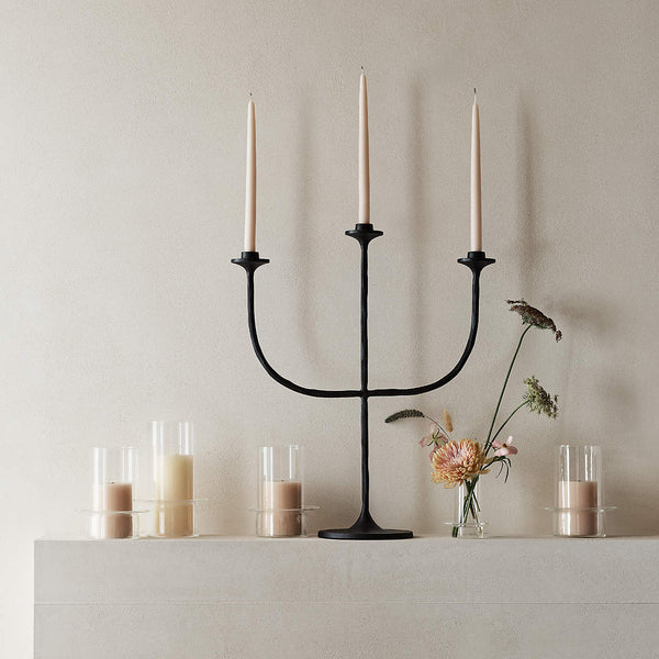 Maloy Black Metal Trident Candelabra