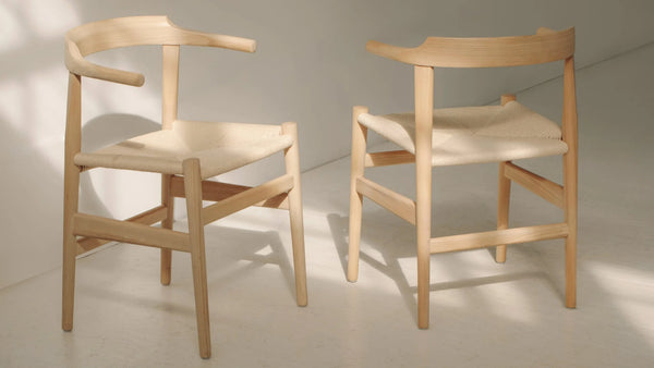 Tuck In Dining Chair with Cushion- White Ash, Natural Papercord Seat