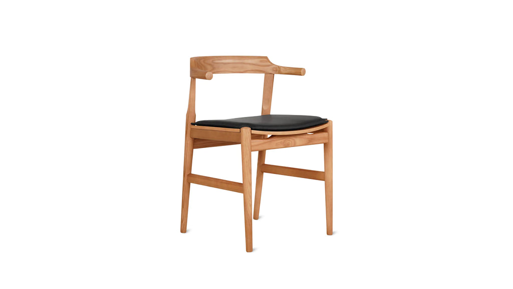 Tuck In Dining Chair with Cushion- White Oak & Black Cushion