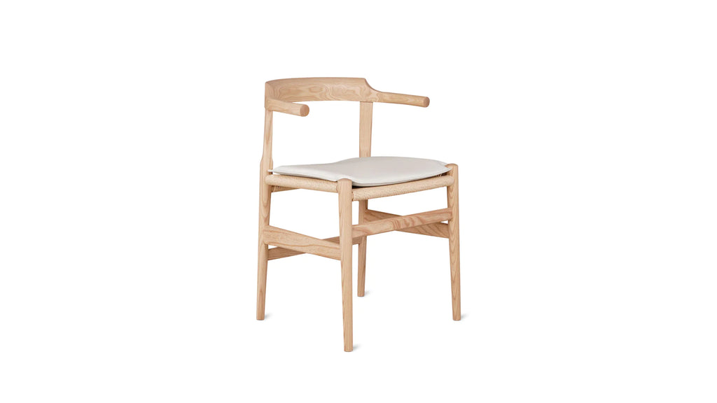 Tuck In Dining Chair with Cushion- White Ash, Natural Papercord Seat