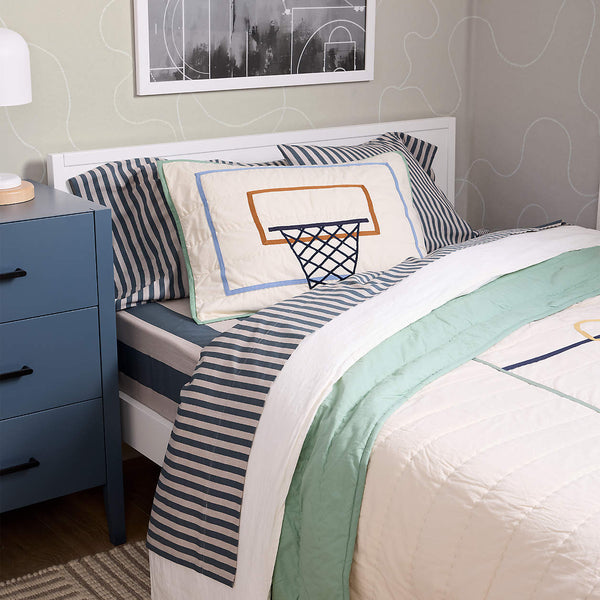 Modern Basketball Organic Cotton Kids Pillow Sham