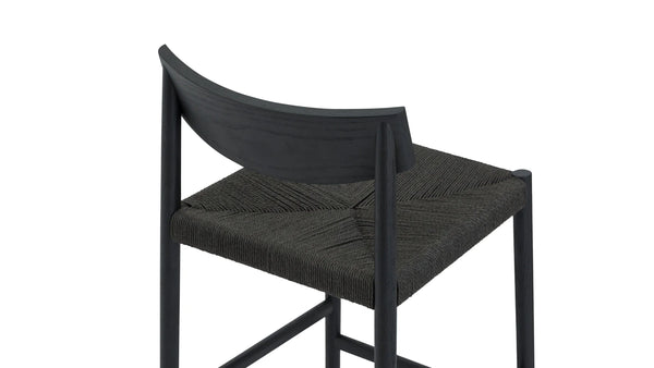 Dinner Guest Counter Stool Black Oak/ Black Papercord Seat