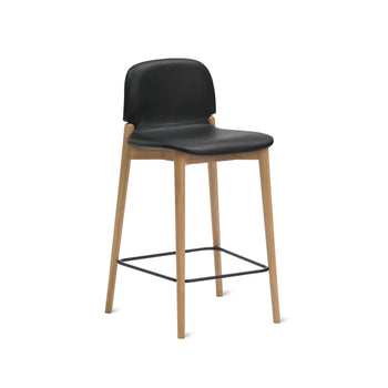 Dine In Counter Stool Oak/Black Leather (Set of 2)