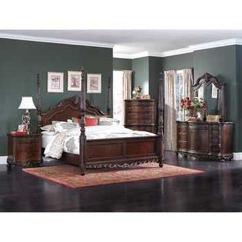 Ceja 5-Piece Queen Bedroom Set- Warm Cherry Solid Wood