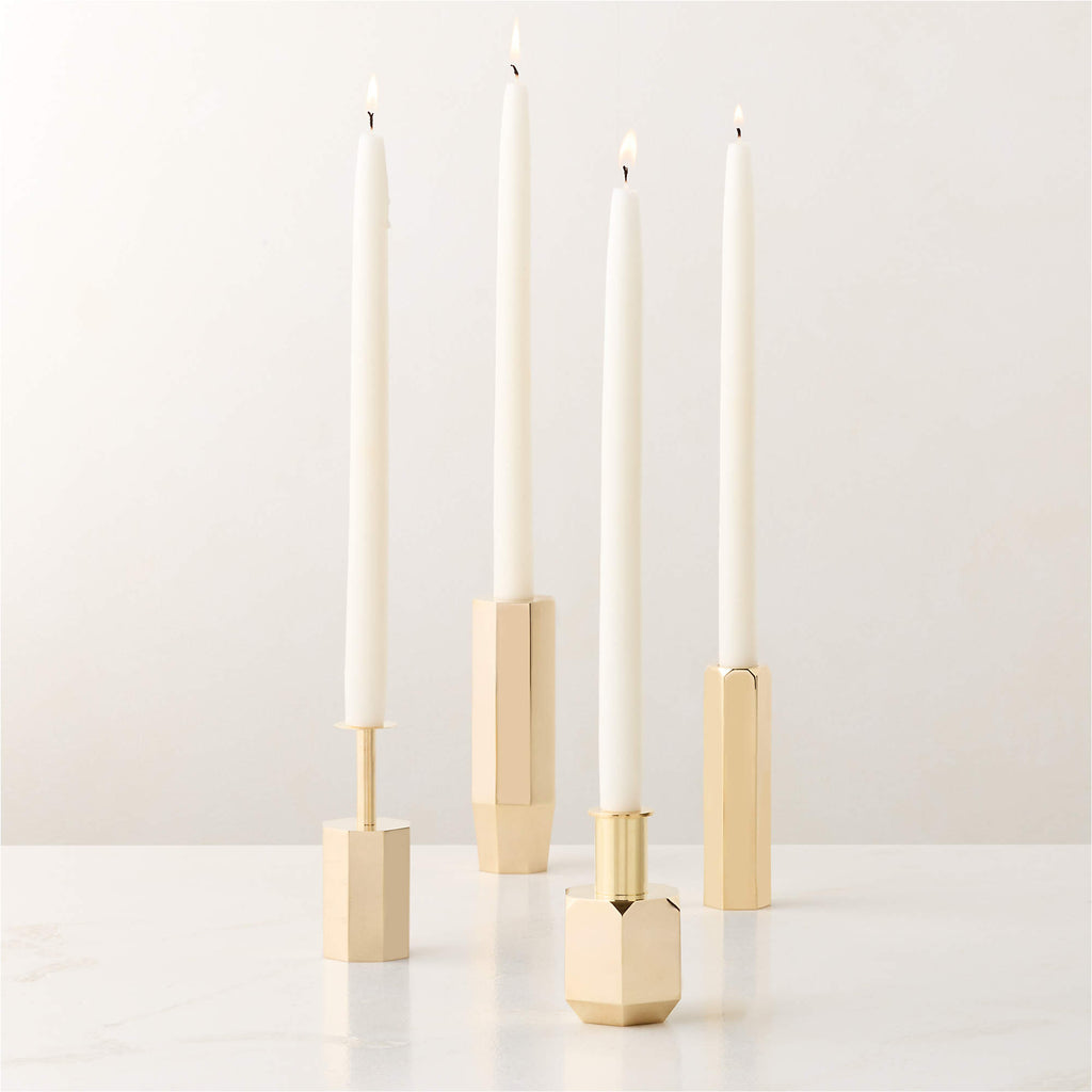 Celestine Brass Taper Candle Holders Set of 4