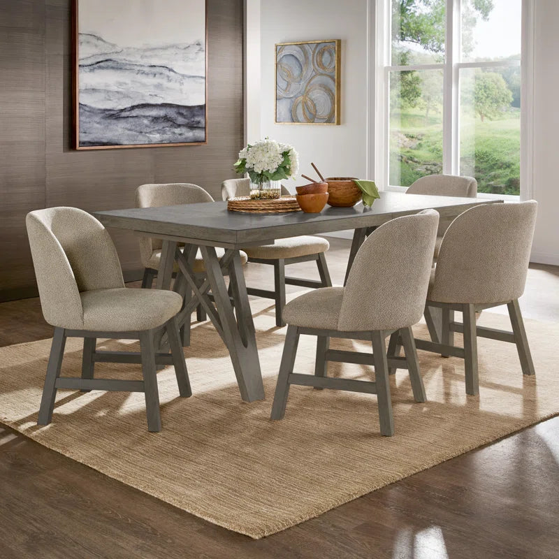 Gray Cipolla 72"-90" Wood Finish Extendable 7 Piece Dining Set